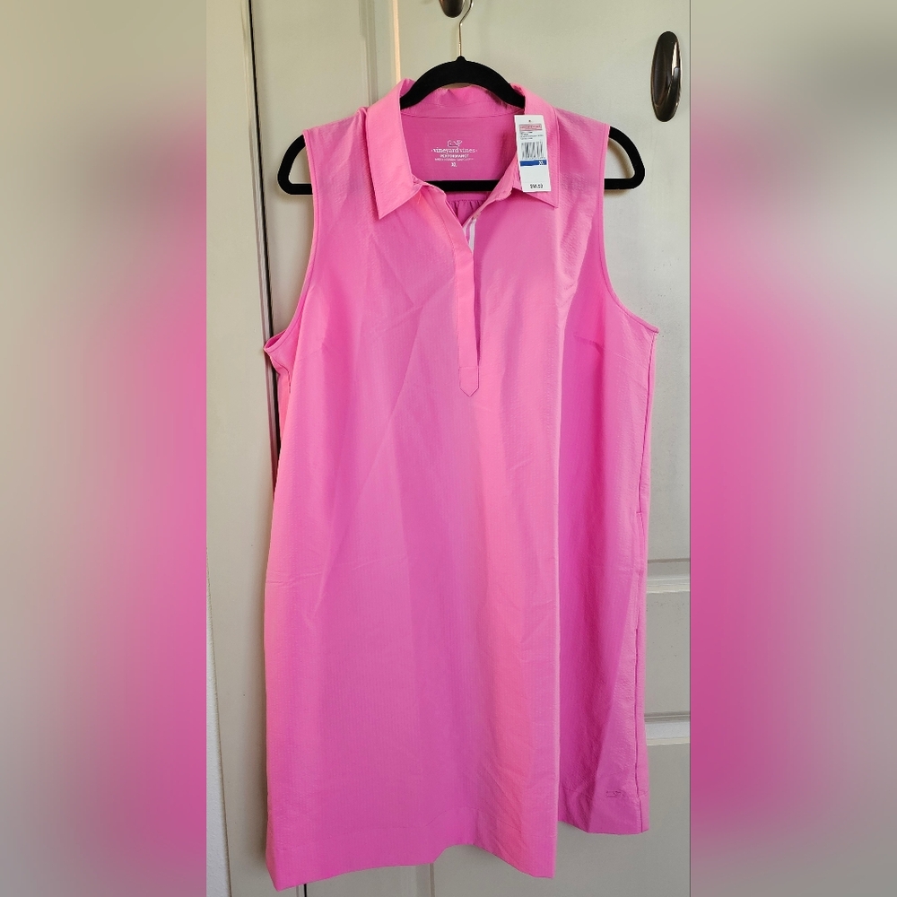 Vineyard Vines Vibrant Performance Pink Sleeveless Dress